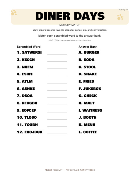 Early TV Word Scramble